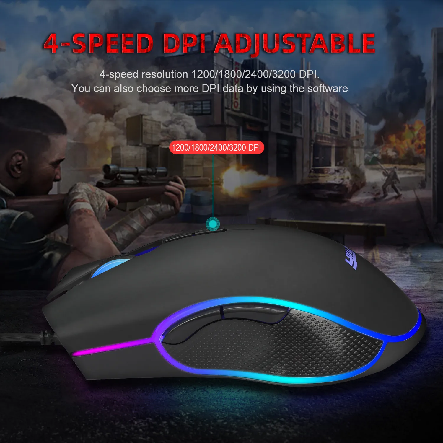Проводная игровая мышь с подсветкой USB 3200DPI | Компьютеры и офис
