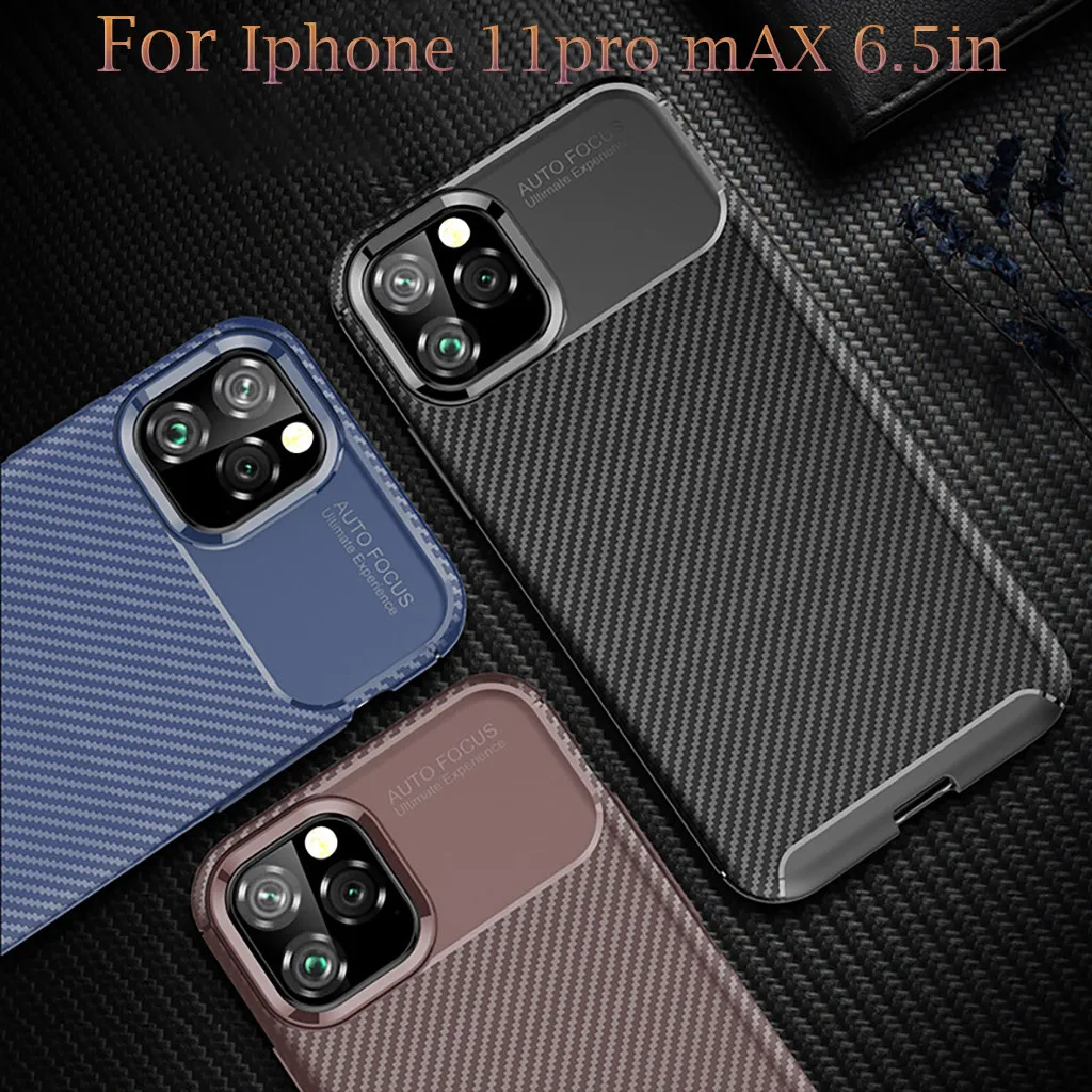 Тонкий мягкий защитный чехол из углеродного волокна для Iphone 11pro mAX 6 5 дюйма