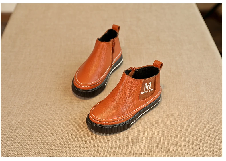 Зимние ботильоны детская обувь из натуральной воловьей кожи школьная зимняя