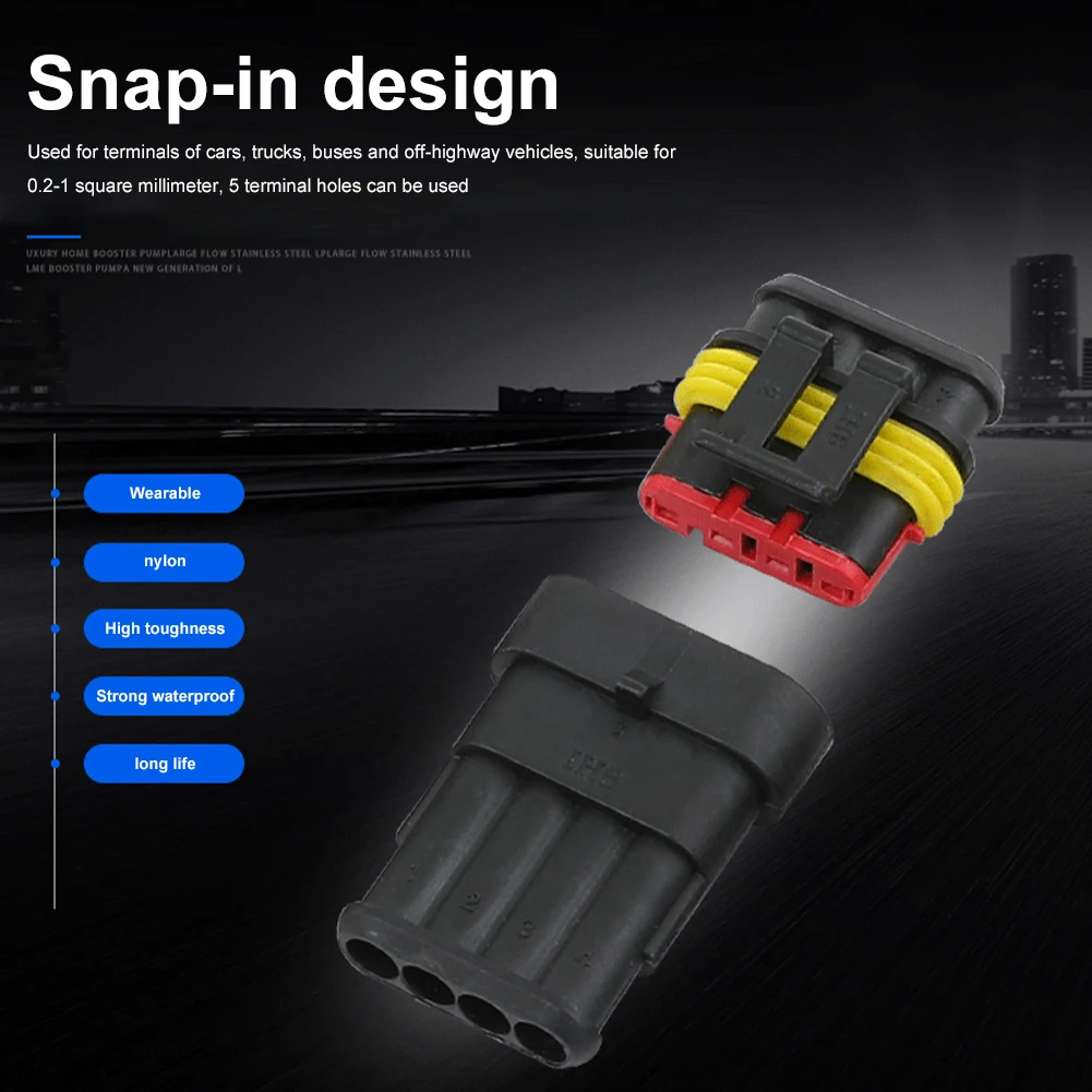 

5 Sets Waterproof 1/2/3/4/5/6 Pin Electrical Wire Connector Kit Sealed Car Auto Terminals Car Wire Connector for Car Truck Boat