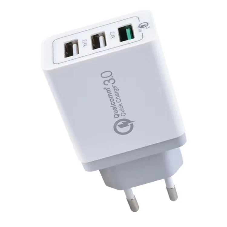 

Быстрое зарядное устройство QC 3,0, адаптер с 3 портами USB, домашнее настенное зарядное устройство 30 Вт/европейская вилка