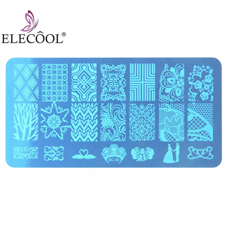 ELECOOL 1 шт. для декорирования ногтей трафарет кружевной шаблон DIY голубого цвета