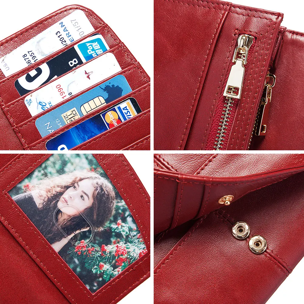 

Cowhide Leather Long Women's Wallet Female Purses Fashion Lady Coin Purse Card Holder Wallets Female Clutch Money Bag