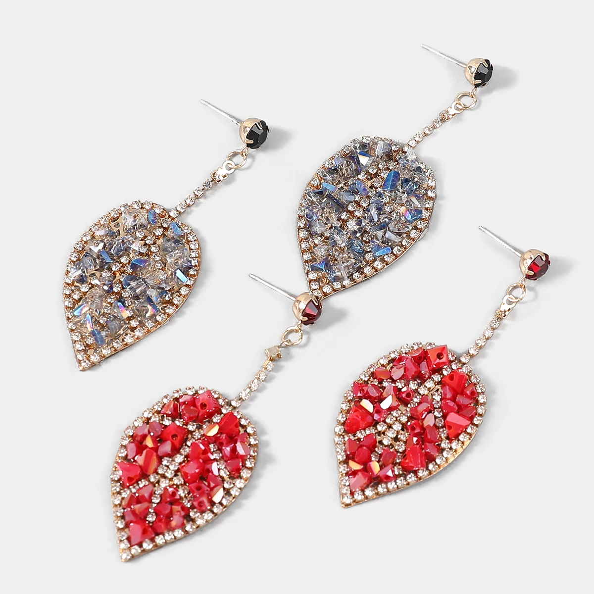 

Pauli Manfi Fashion Metal Rhinestone Acrylic Leaf Earrings Women's Popular Exaggerated Dangle Earrings Party Accessories