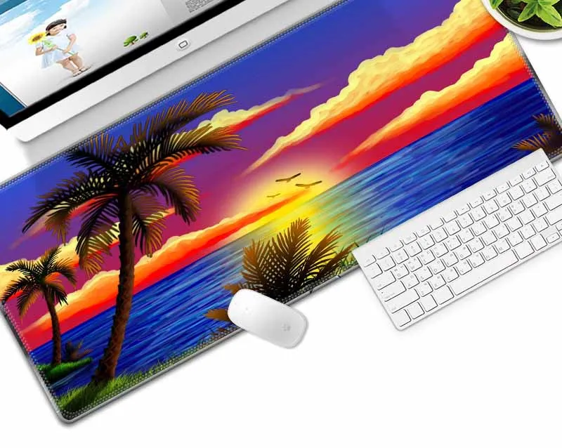 Большой коврик для мыши Sunset 700x300 мм клавиатуры резиновый игровой Настольный