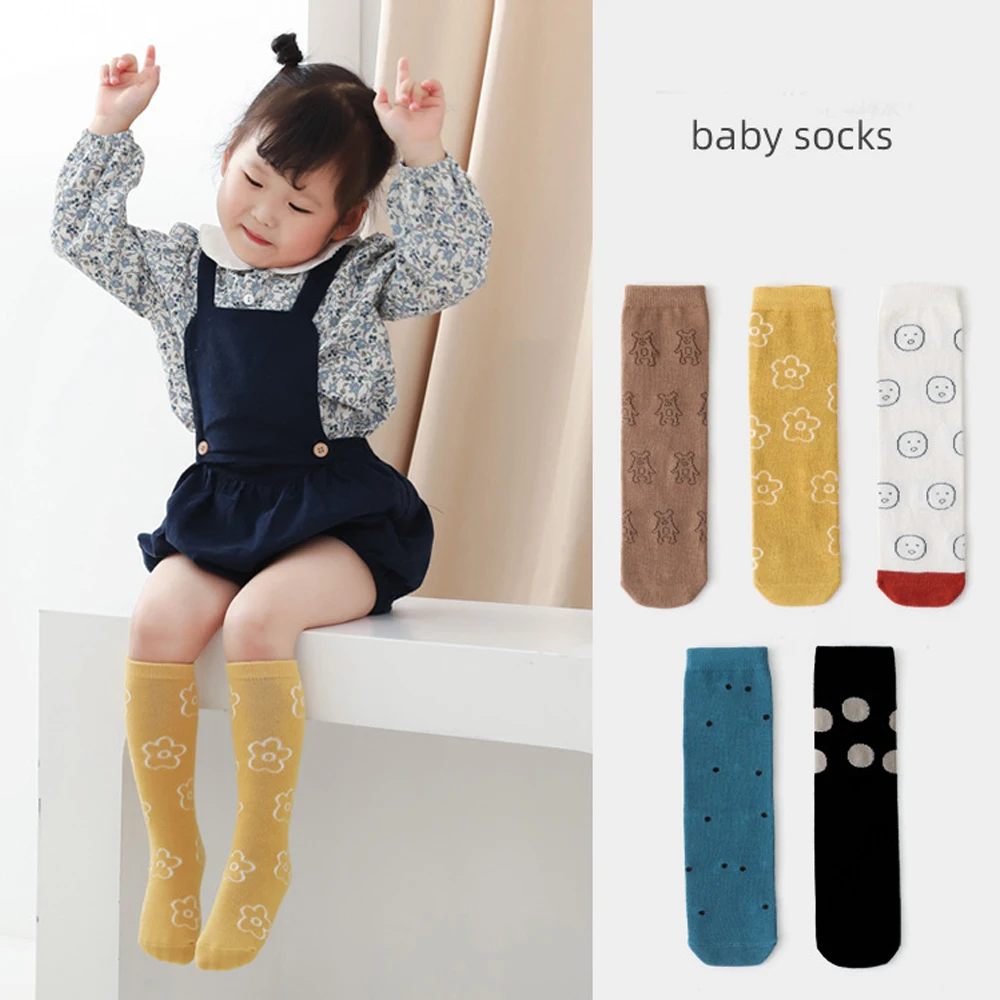 

Baby Girls Stockings Cotton Soft Boys Knee High Socks Children Cute Cartoon Knitted Long Socks Casual Autumn Winter New