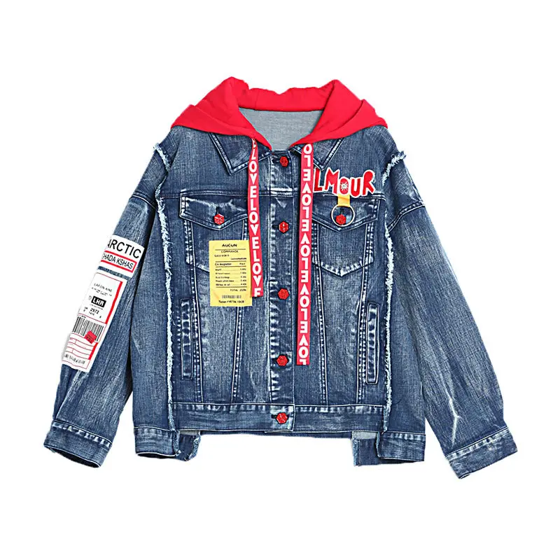 

Women Coats Harajuku Cool Denim Jacket Women Short Style Loose Women Jacket Korean-Style Denim Jacket