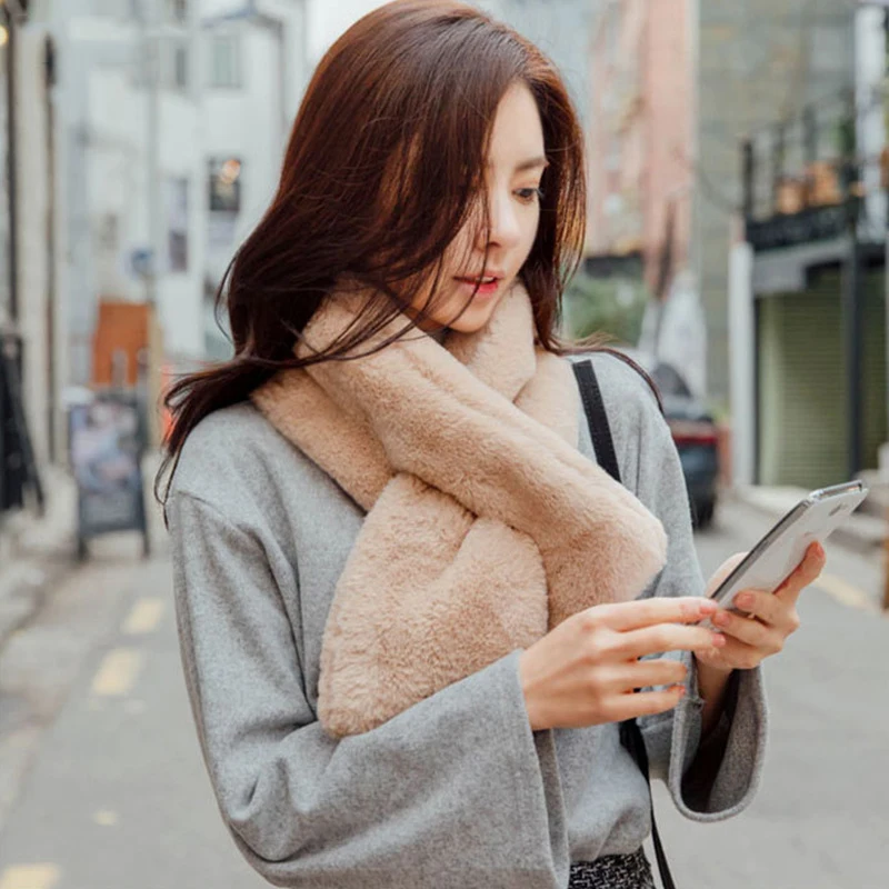 

Scarves Women Winter Warm Soft Comfortable Kawaii Faux Fur Cute Sweet Korean Style Womens Casual Daily Solid Fashion New