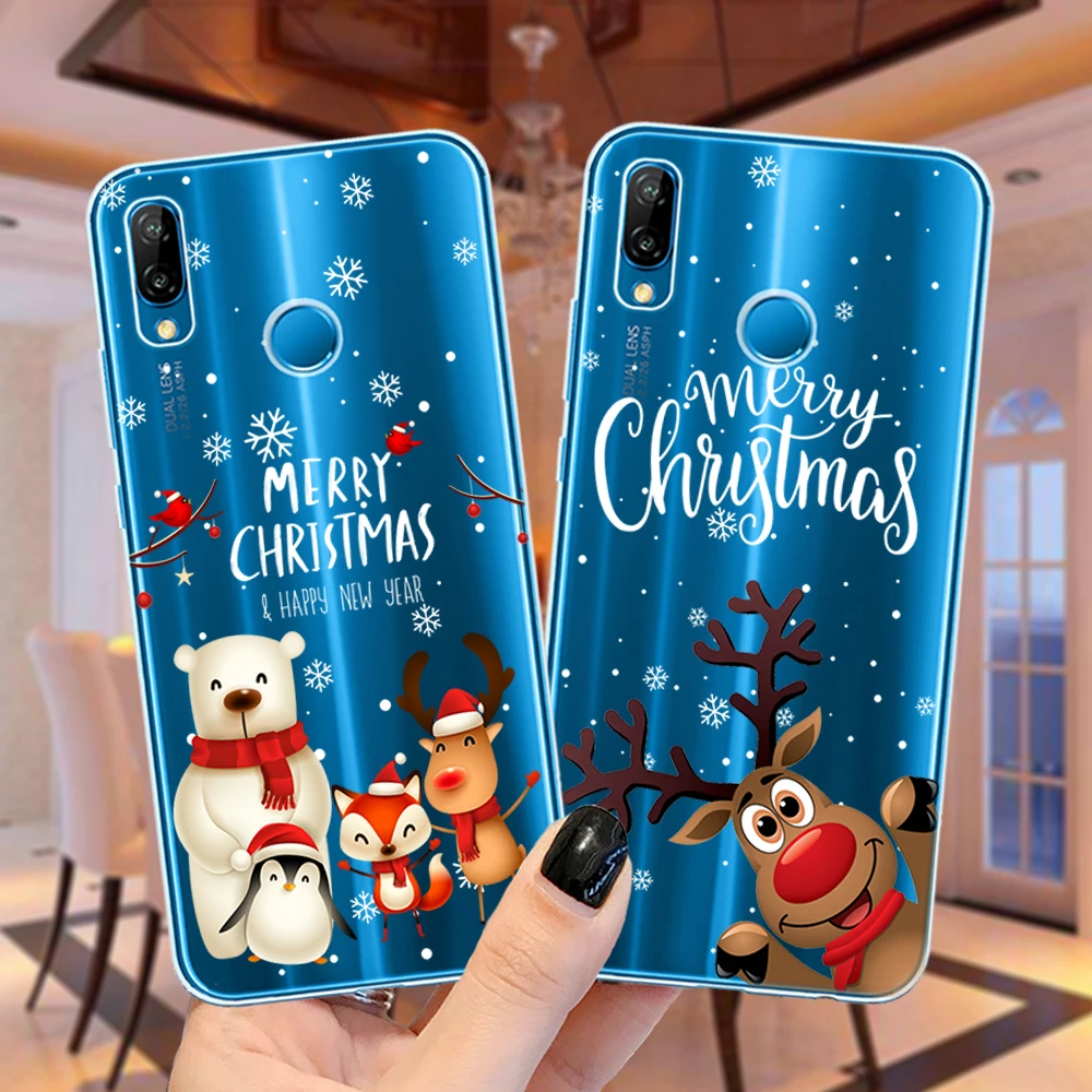 

Cartoon Cute Elk Merry Christmas Santa Claus Deer Soft TPU Silicone Phone Case Cover For Huawei P30 P10 P20 P40 Lite E Pro