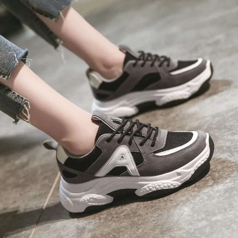 Ins/Лидер продаж Осенняя модная женская повседневная обувь кожаная на платформе