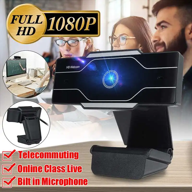 

1080P HD Webcam with Mic Rotatable PC Desktop Web Camera Cam USB Mini Computer Webcams Video Recording Work