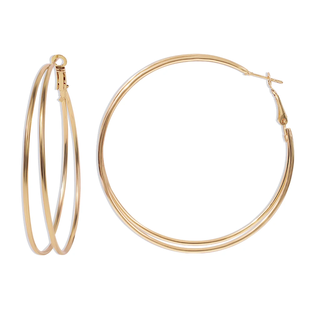 

European and American Cool Temperament Simple Double Ring Ring Earrings Are Exclusive To Charming Women Double Layer Earrings