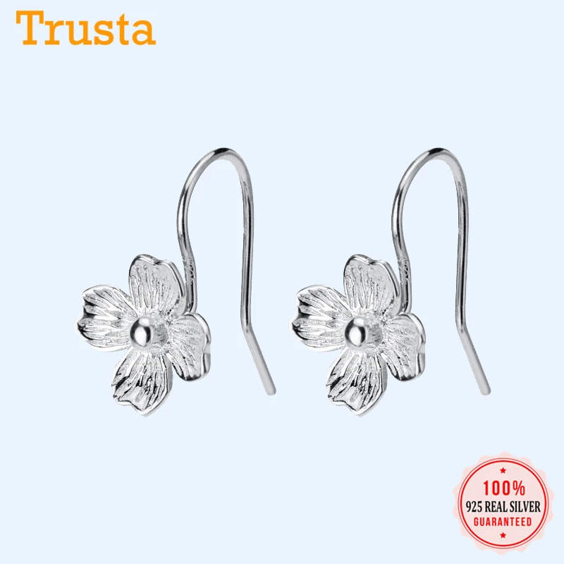 

Trusta Fashion Genuine 925 Sterling Silver Sweet Flower Cilp Earring For Women Wedding Silver 925 Earring Jewelry Gift DS2591