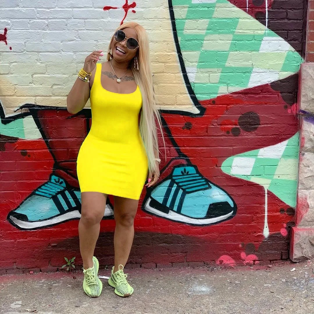 

2021 Spring and Summer New Hot-Sale Women's Clothing Solid Color Camisole Dress Casual Versatile Short Skirt