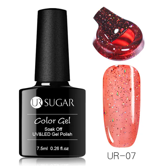Ur Sugar 7,5 мл голографический Блестящий Гель-лак для ногтей Блестящий УФ-гель лак Радужный лазер отмачиваемый УФ гель для ногтей - Цвет: Jelly 7