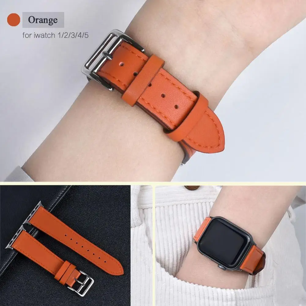 Ремешок из ПУ кожи для iWatch 40 мм 44 спортивный браслет один тур Apple watch 42 38 Series 1 2 3 4 5 6