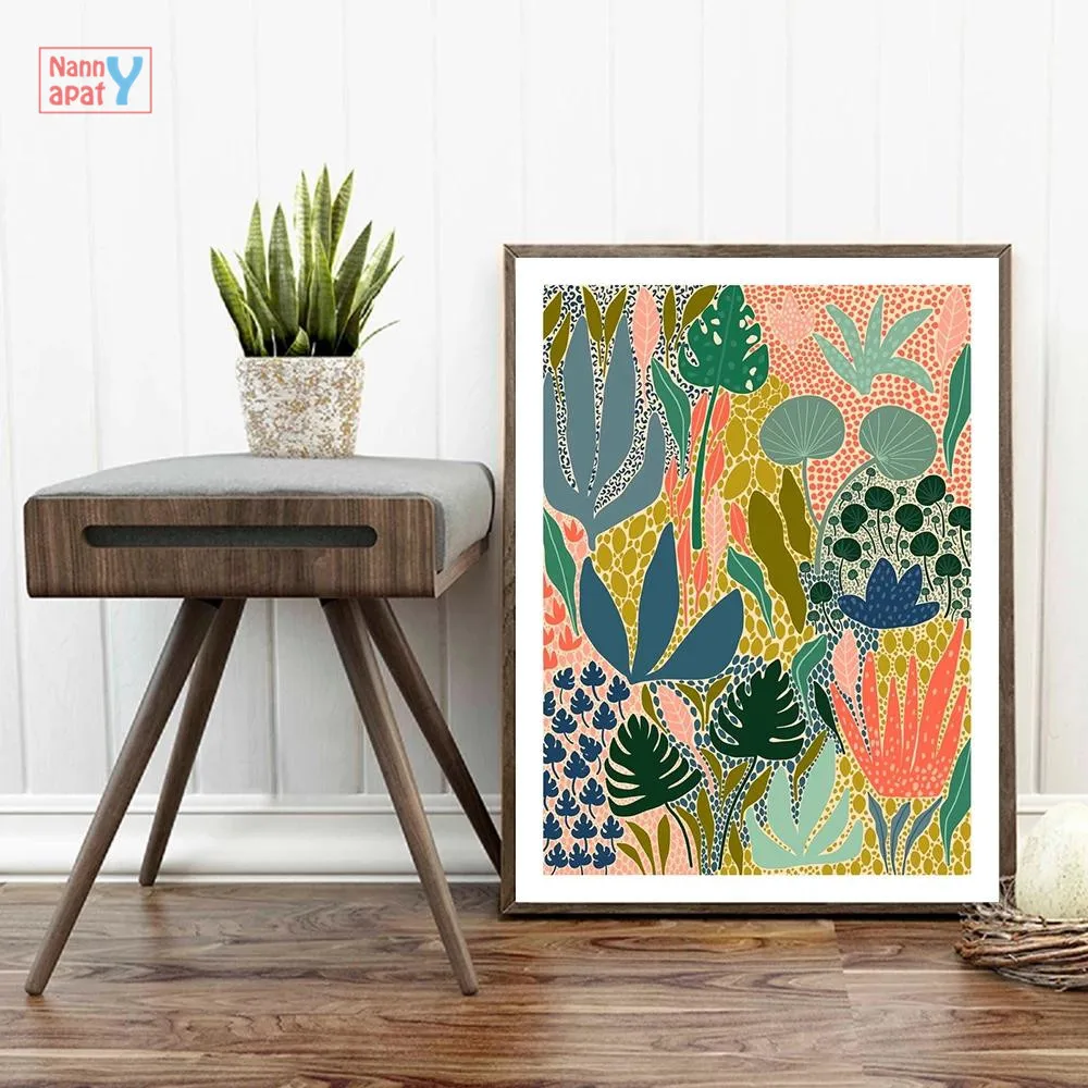 

Abstract Garden Plants Cavans Painting Modern Multicolored Posters And Prints Wall Art Picture For Living Room Home Decoration