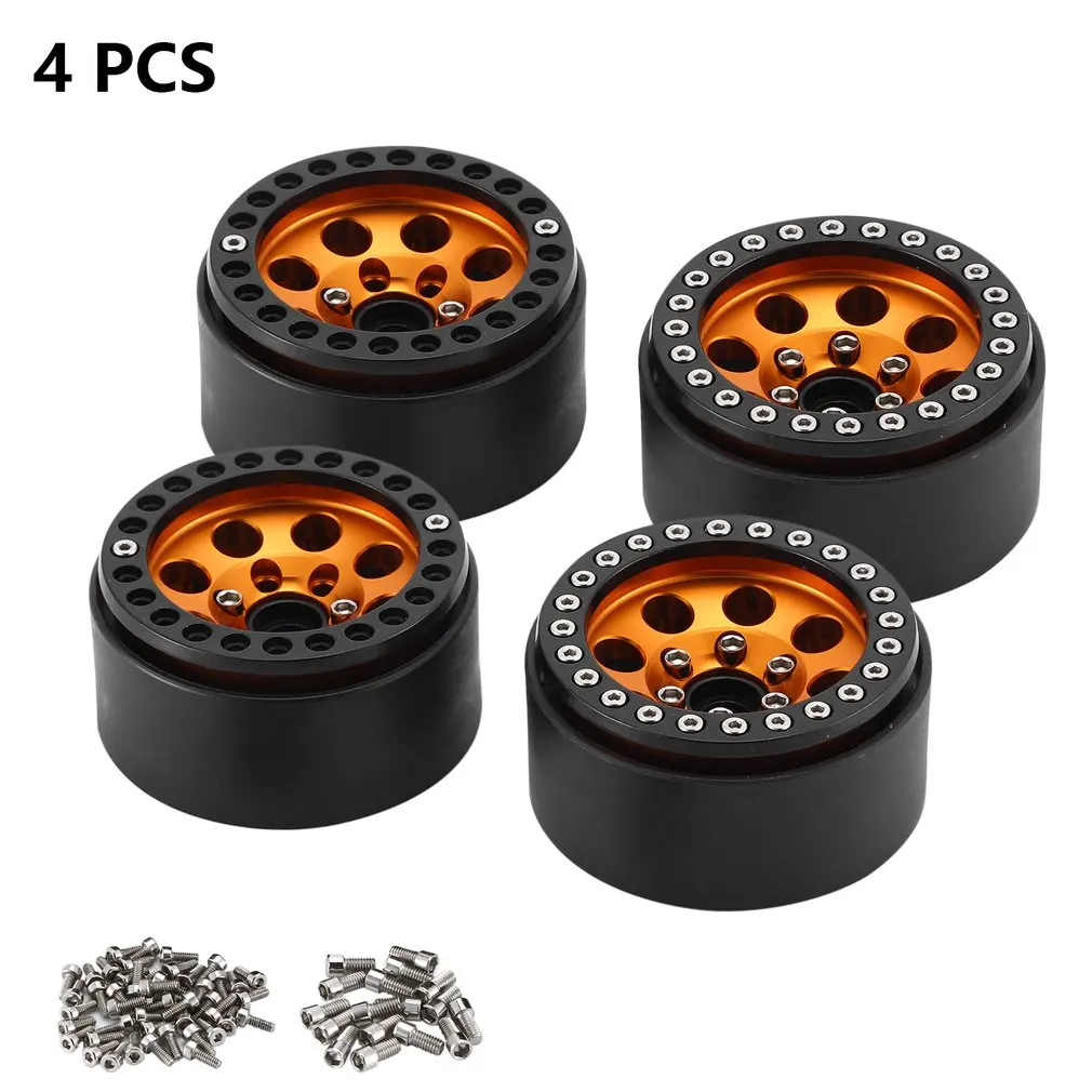

4PCS Metal 1.9inch Beadlock Rim Wheel Hub Fit 1.9 Tires For Axial 1/10 RC Crawler SCX10 90046 SCX10 RC Car Parts