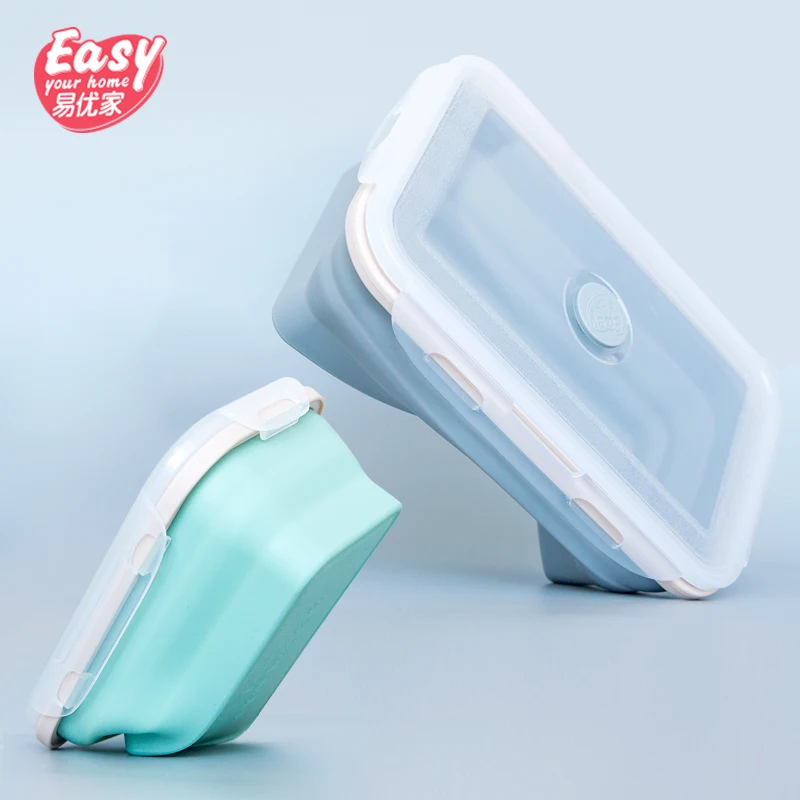 Силиконовый складной контейнер для обеда хранения еды портативный пикника