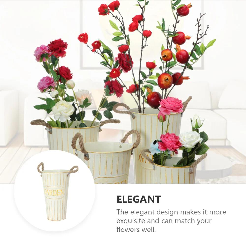 

1pc Vintage Flower Vase Decorative Flower Holder Desktop Decor Iron Flower Pot