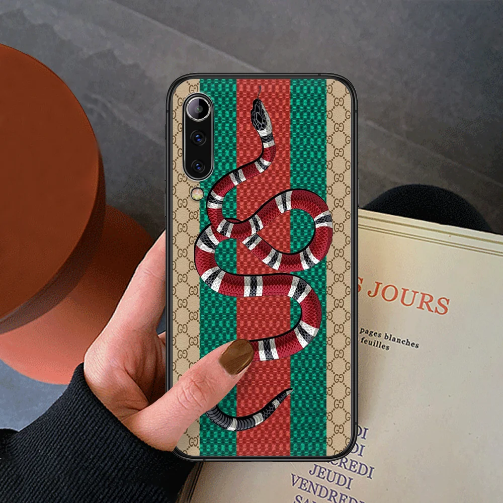 

Italy Luxury Brand Snake Bee Doraemon Phone Case For Xiaomi Mi Note 10 A3 9 MAX 3 A2 8 9 Lite Pro Ultra black Etui Luxury