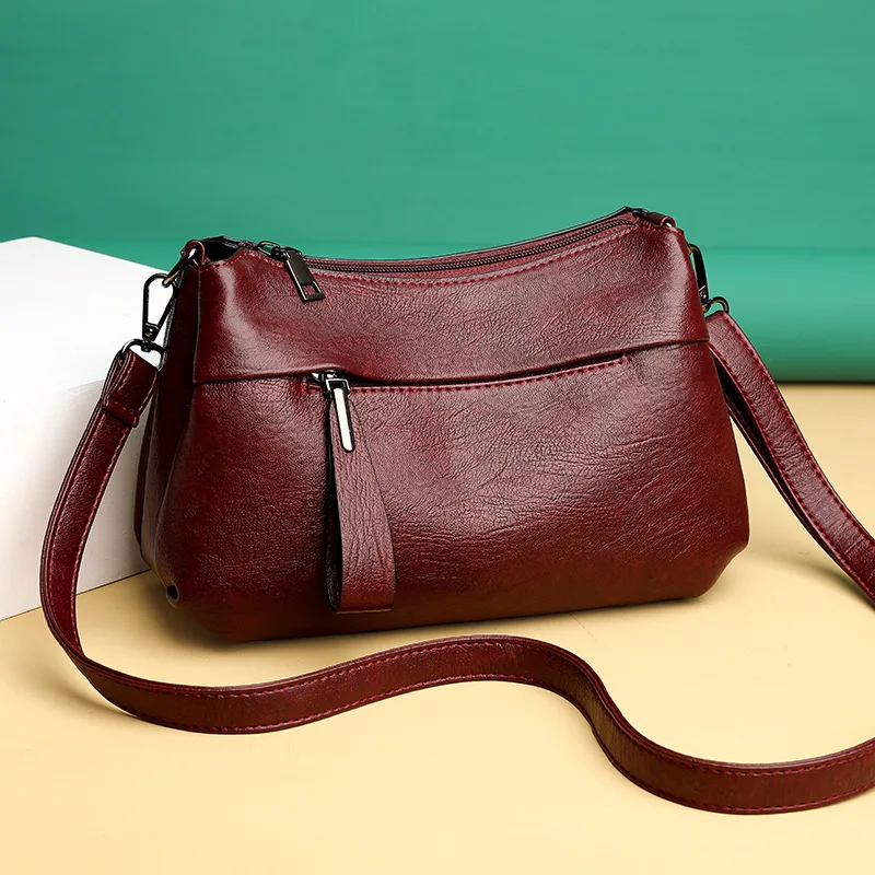 

Solid Color Women's Leather Shoulder Bag Luxury Handbags Women Bags Designer Vintage Casual Ladies Crossbody Bag Shopping Bag