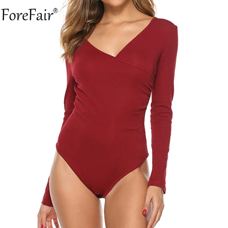 Женское хлопковое боди с длинным рукавом V-образным вырезом | Женская одежда