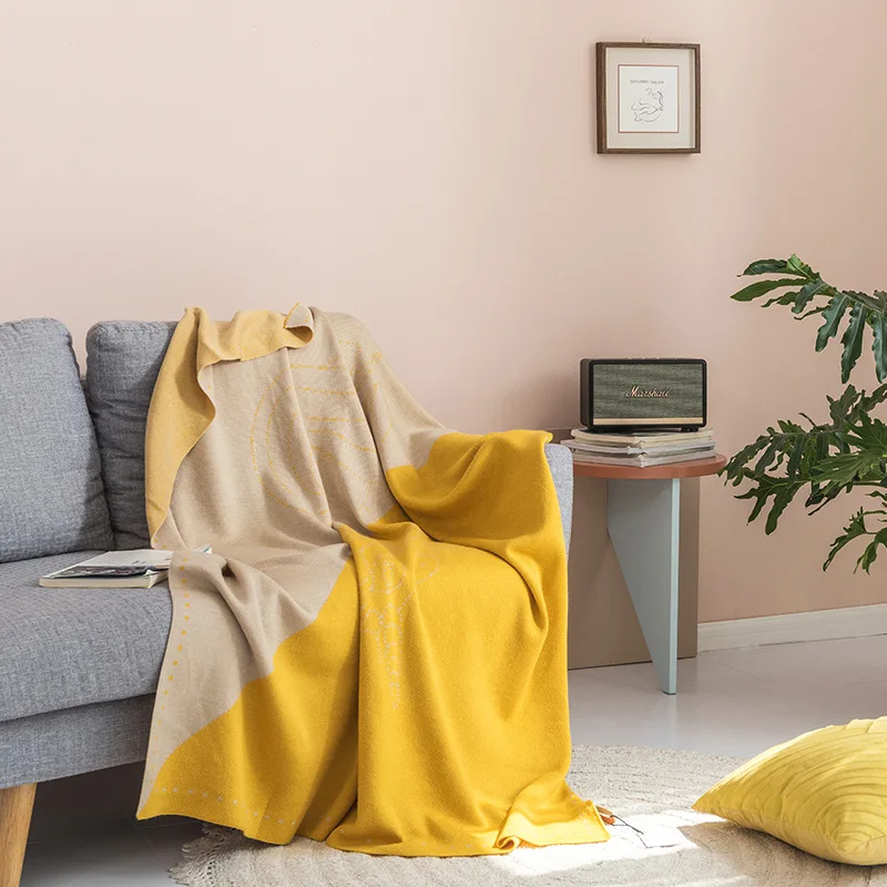 Чистый цвет скандинавский плед-одеяло Aggcual шерстяное Смешанное вязаное