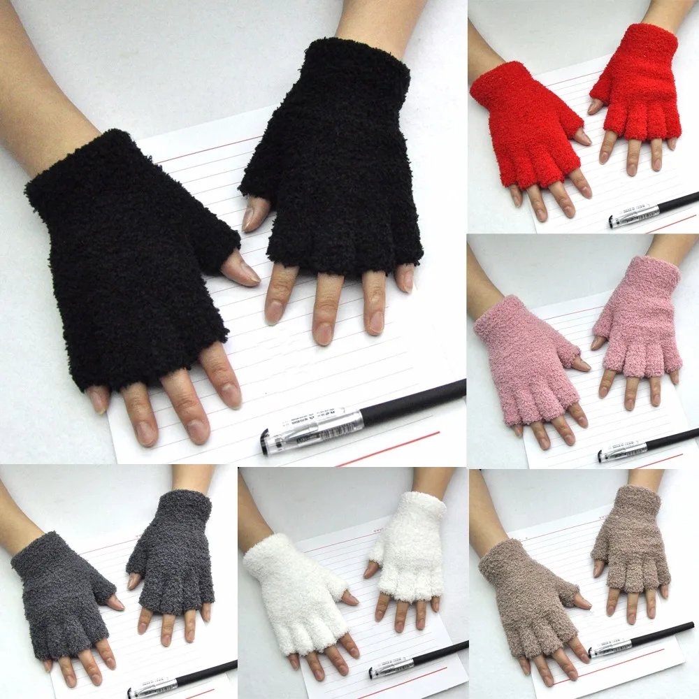 

Mitten Fingerless Fleece NEW Unisex Gloves Half-Fingers Fuzzy Adult Cute Pink Warm Winter Female Gloves Fingerless Gloves