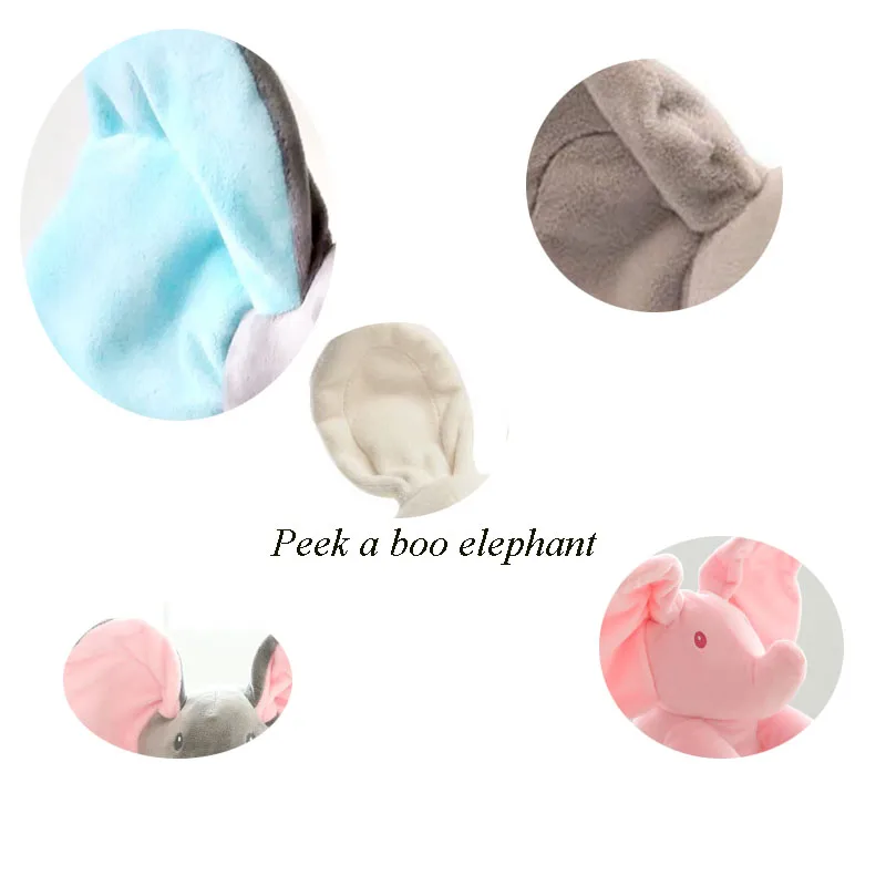 Прямая поставка поющий слон Музыкальная кукла плюшевая игрушка Слон-прячук