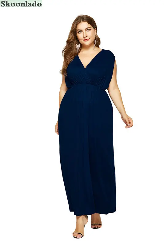 Новейшая модель С глубоким v образным вырезом Хлопковые женские длинные платья с