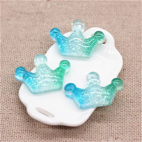 5crown 20pcs 20 шт новые смолы блеск градиент сердце/звезда/лук/корона/вишня/Seashell Кабошоны украшения Шарм основы для заколок для волос деко - Цвет: 5crown 20pcs