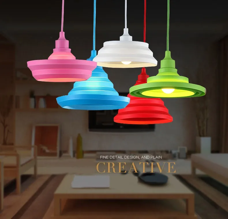 Милые маленькие подвесные светильники E27 цветные силиконовые лампы для