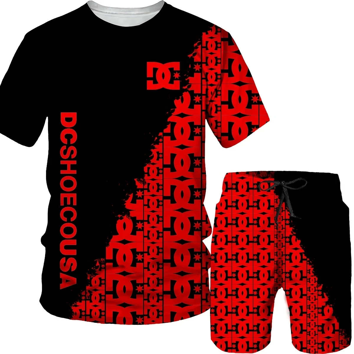 

2 Pieces Clothing Men Casual Oversized T-Shirt+Pants 3D Print Men's Sets Camidas De Hombre Male Outfit Trouser Suit with Shorts