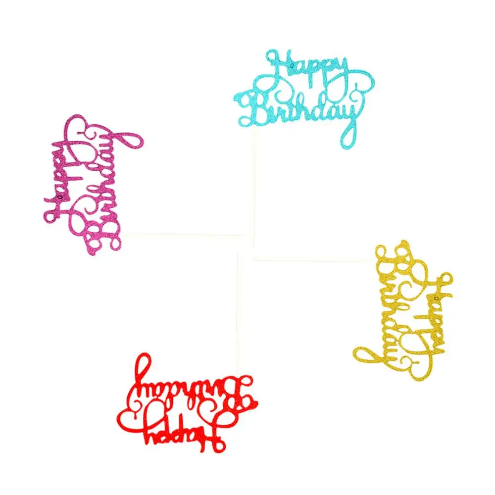 Christmas children Birthday cake card Glitter 3D Paper Happy Cake Topper Cupcake Dessert Decor Supplies insert @30 | Дом и сад