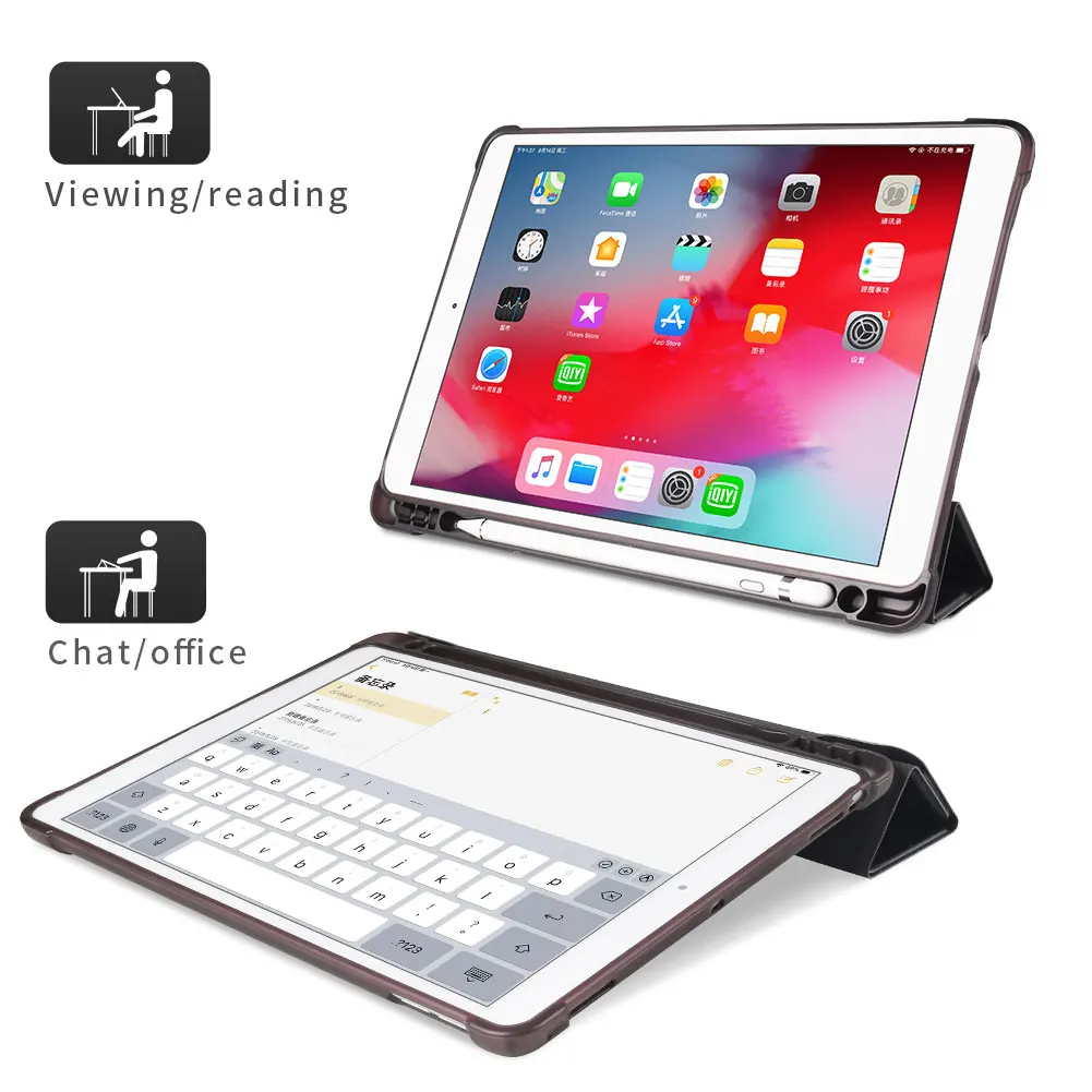 Для iPad 10,2 дюймов iPad 7 чехол с карандашом держатель Трансформеры подставка чехол для iPad Air 3 Pro 10,5 умный чехол спящий режим