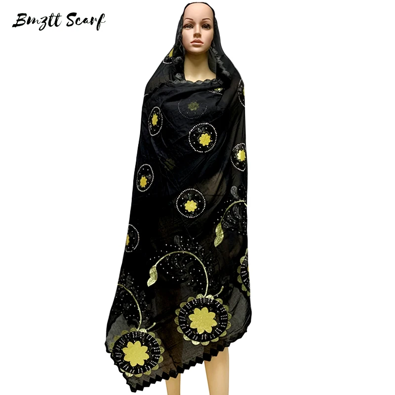 

African Women Scarf Shawl Winter Cotton Embroider Hijabs Muslim Fashion Headscarf Turkey India Shawl For Women Arabic BF-190