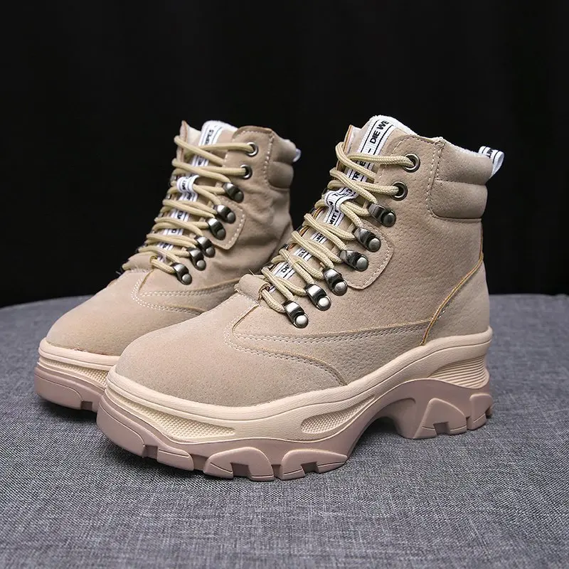 

Женские ботинки, осенне-зимняя обувь для увеличения лодыжки, женские бархатные зимние ботинки, Теплые повседневные ботинки с круглым носком 0, ботинки sbn87