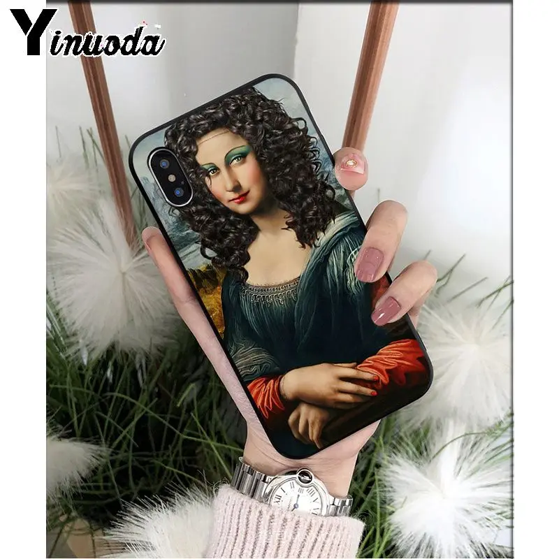 A7 Yinuoda Забавный чехол для телефона Mona Lisa Pet Cat TPU мягкий черный чехол для iphone 8 7 6 6S Plus 5 5S SE XR X XS MAX Coque Shell - Цвет: A7
