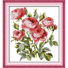 Вечная любовь Цветущие розы китайские наборы крестиков экологический хлопок чистый Печатный DIY подарок Рождественское украшение