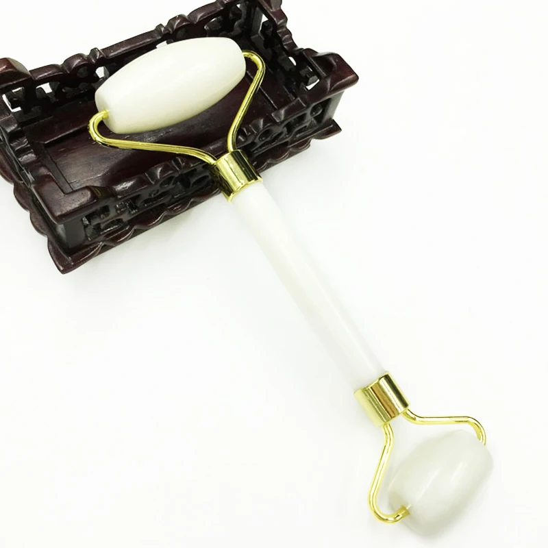 

Double Head Jade Face Beauty Massage Roller for Facial Acupuncture Bowlder Stone Jade Roller Facial Massager