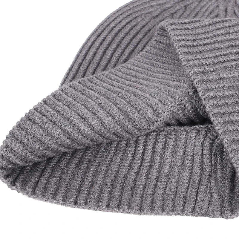 

2020 Fashion High Quality Winter Men's Knit Beanie Hat Warm Soft Cap Solid Color Thicken Hedging Cap Male Cotton Melon hat