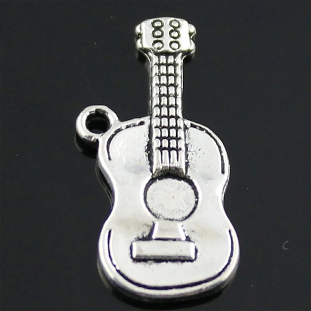

10pcs 25x12mm Charms Music Guitar Handmade Craft Pendant Making Vintage Tibetan Silver Color DIY For Bracelet Necklace