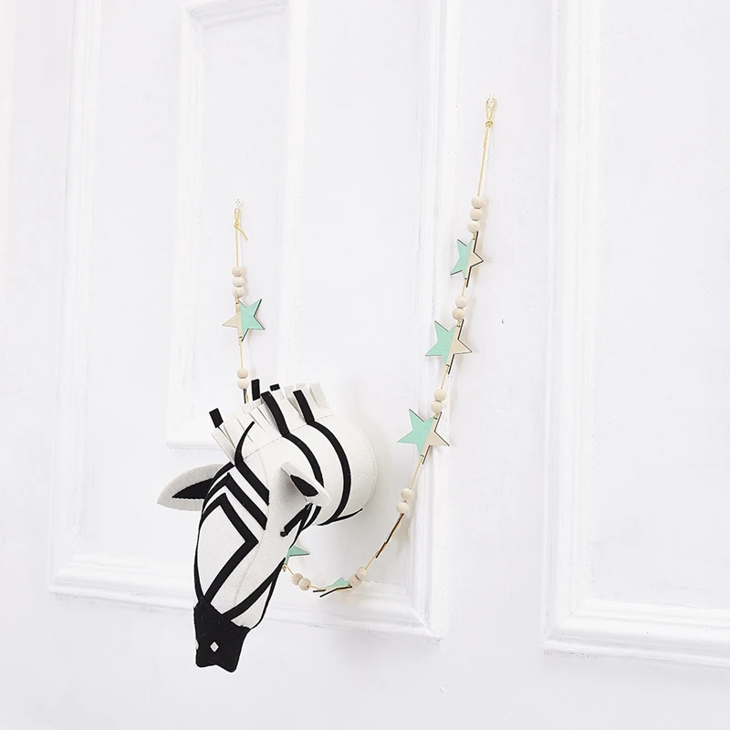 

1pcs Ins Nordic Style Star Wooden Beads String Pendant New Garland Banners Hanging Ornament Kids Room Wall Decor Photo Drops