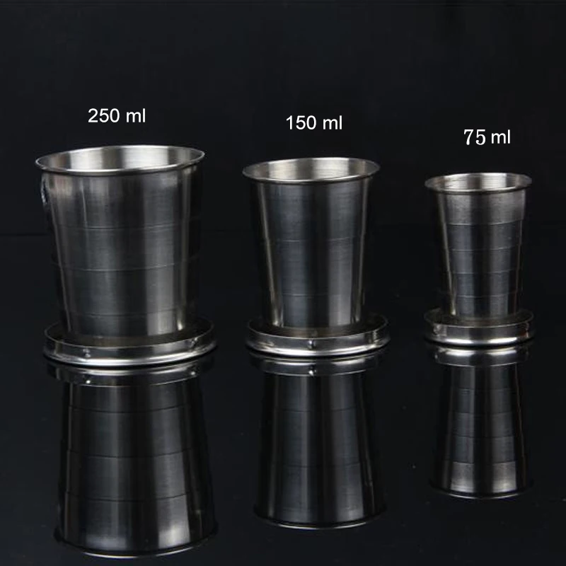 Выдвижная складная чашка из нержавеющей стали 75 мл 150 250 мл|Стакан| |