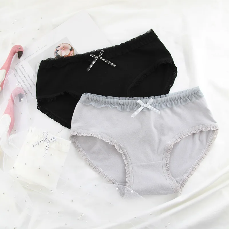 Нижнее белье для молодых девушек 6 цветов кружевные хлопковые трусики с принтом