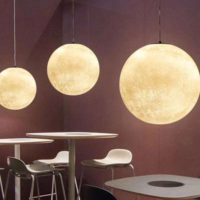 

3D Printing Chandelier Moon Jupiter Planet Simple Bedside Dining Room Living Room Bedroom Shop Ball Lamp
