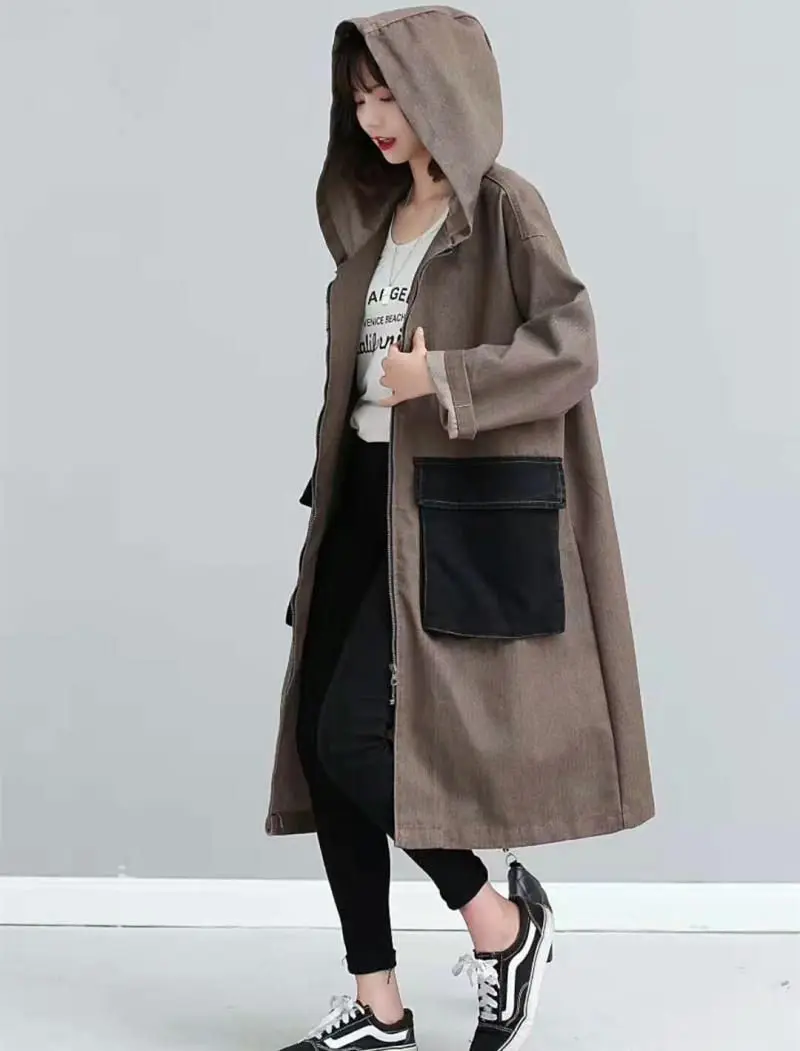 Женская джинсовая куртка свободная винтажная с капюшоном и карманами модель f2536