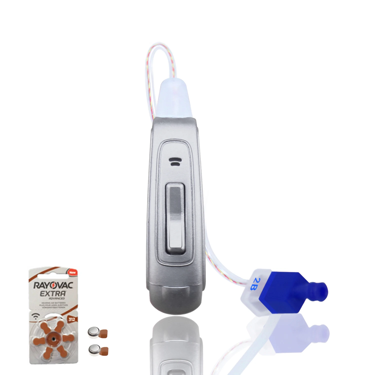 

Small RIC Hearing Aid with 8 Non-Rechargeable Batteries (Size 312) High Sound Quality Hearing Aids for Senios (Blue-Left Ear)