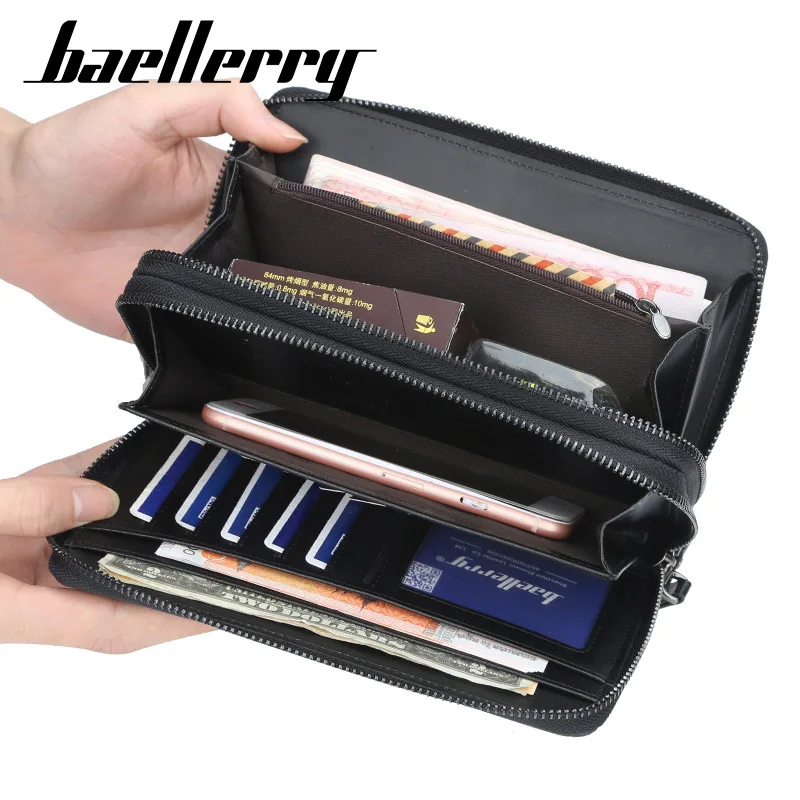 Baellerry бренд длинный мужской кошелек двойная молния монета карманные кошельки мужские бумажники повседневные Визитницы большой кошелек мужской клатч